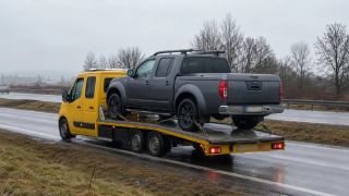 Pickup na lawecie – wyciąganie auta z rowu w Zgierzu
